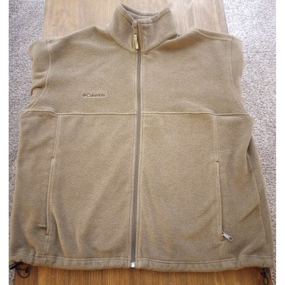 Columbia Full Zip Fleece Mock Neck Fleece Jacket Olive Green Mens Size XL